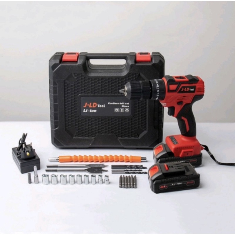 Bor cordless JLD 48v 13mm brushless mesin bor 2 batrei brushless