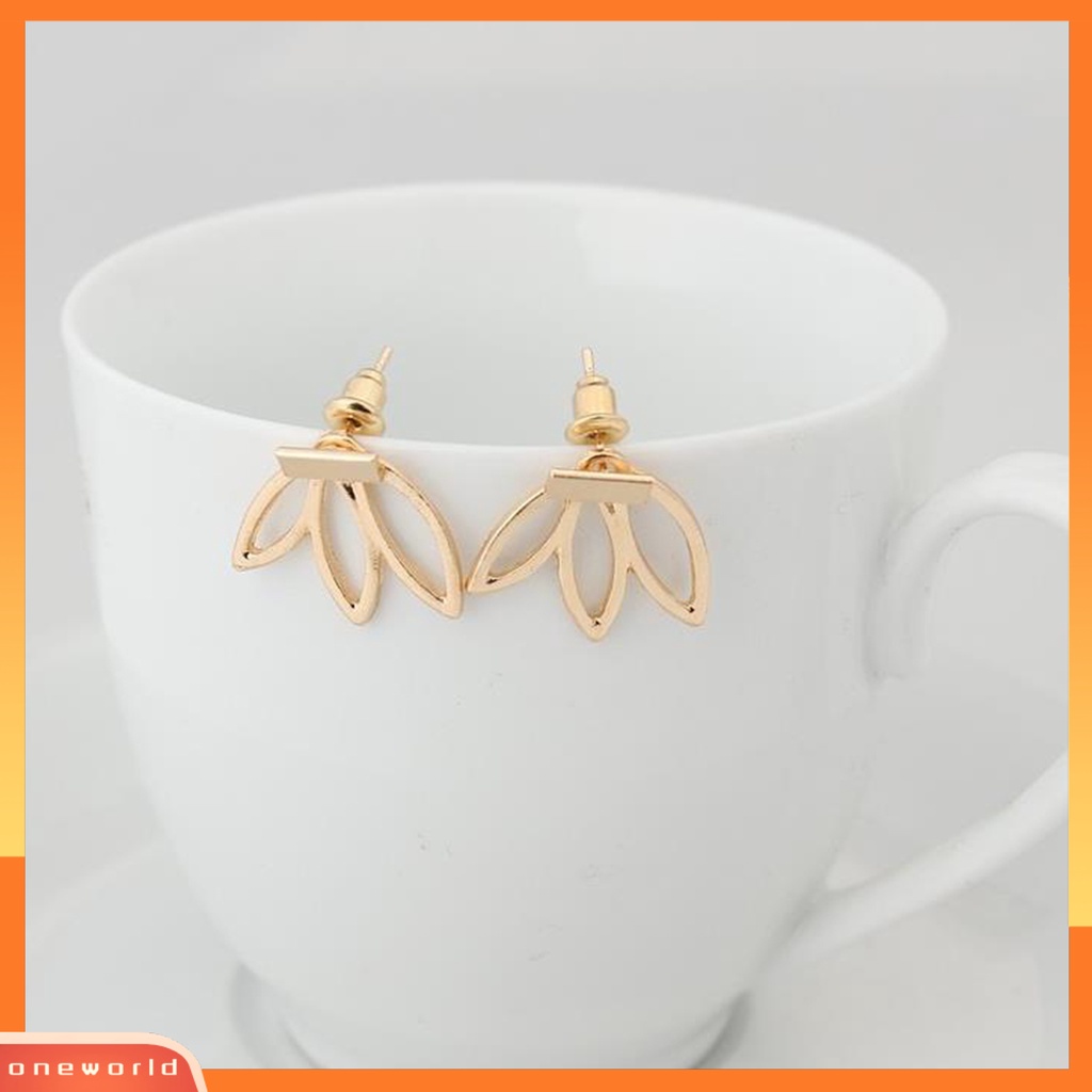 [WONE] Ear Studs Hollow Lotus Kreatif Wanita Elegan Anting Alloy Untuk Pacaran