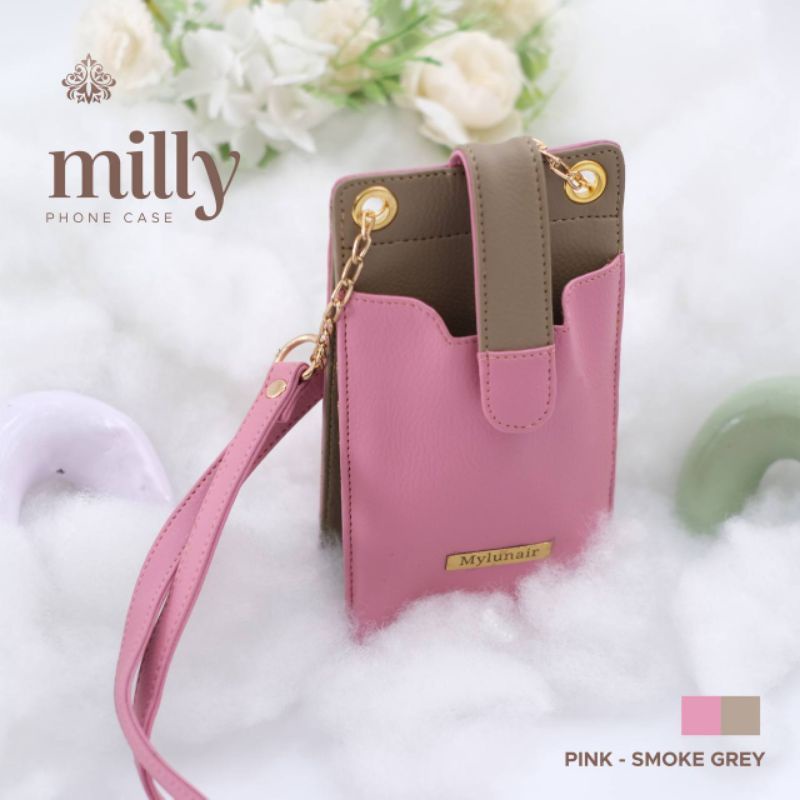 Milly phone case tas dompet hp my lunair pink smoke grey