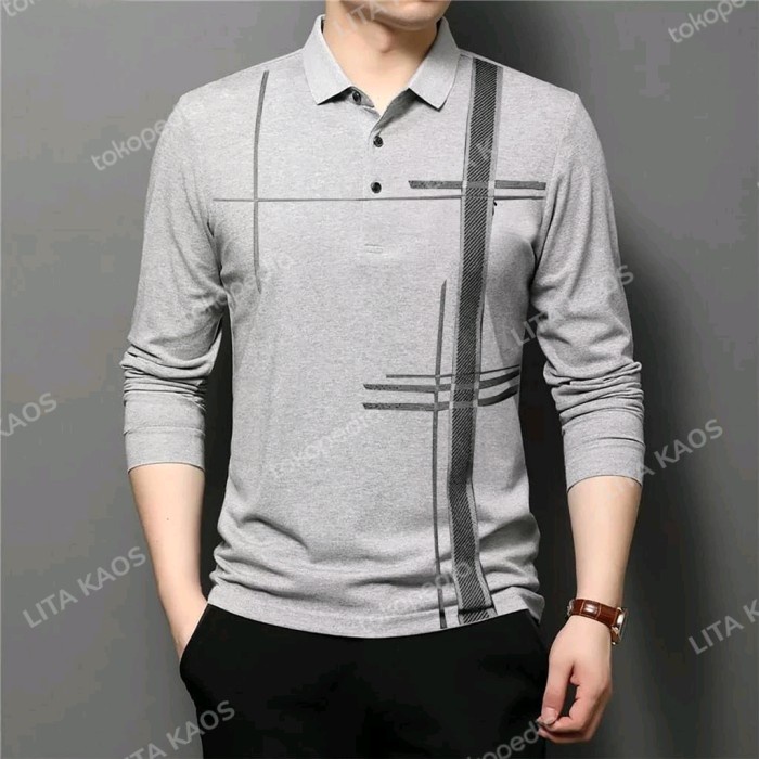 Original Wangky Kaos Savos Kaos Kerah Polo Baju Pria Lengan Panjang