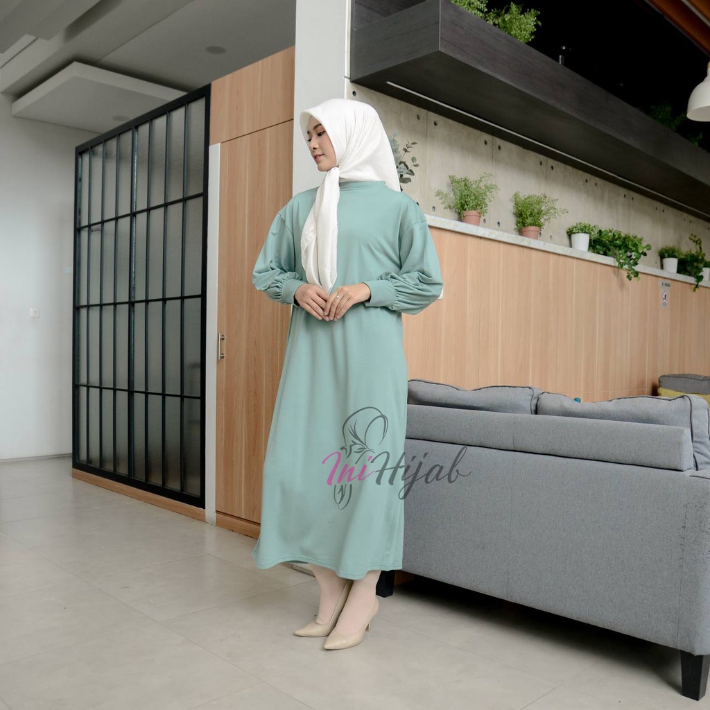 Ini Hijab - Gamis Babyterry / Dress Babyterry Lengan Balon / Lea Dress Babyterry