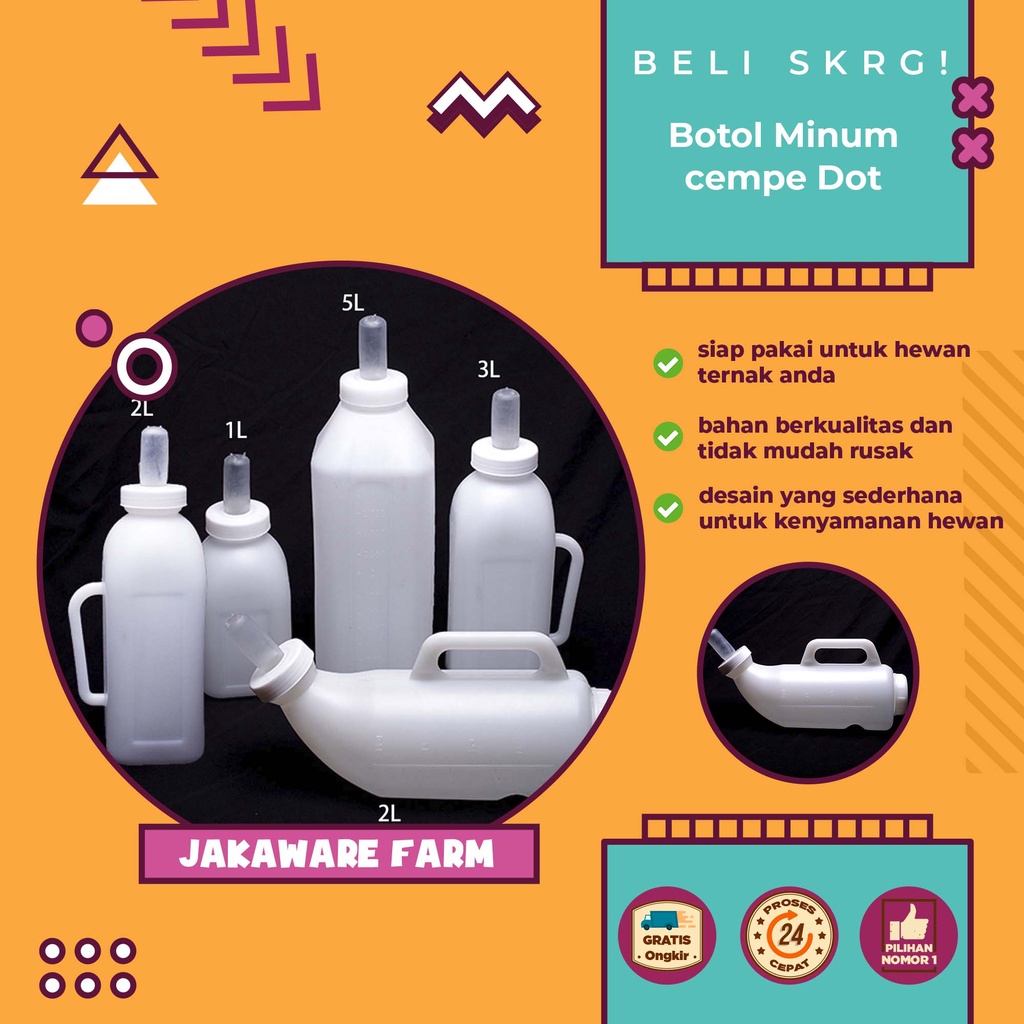 Botol Susu Pedet Anak Sapi Kuda Kerbau Kapasitas 1liter 2 liter 2,5 liter TERNAK ANAK ANJING KUCING 