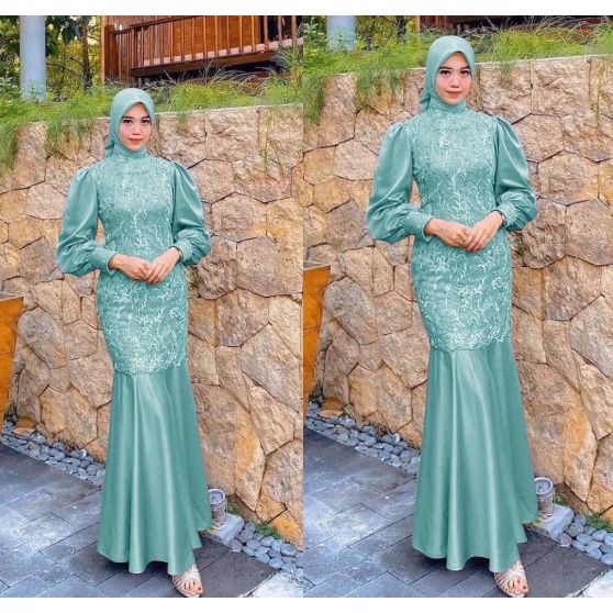Gamis Brokat Lebaran Terbaru 2023 Dress Pesta India Elegan Mewah Casual Kondangan Bridesmaid Maxi De