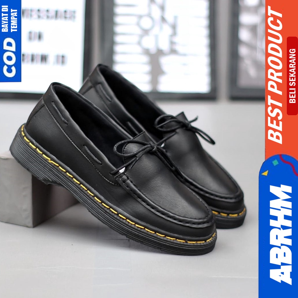 Sepatu Pantofel Formal Docmart Low Boots Kerja Pria Hitam Abrhm Oliver