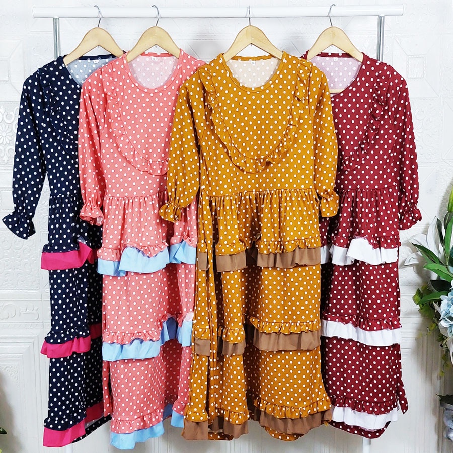 CARLINA DRESS ANAK POLKADOT HAFA ANANDA SYARI ONDE Usia 2-13tahun