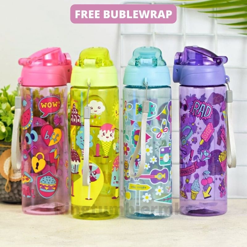 FLASHSALE [GGW] BOTOL MINUM SMIGGLE BOTOL MINUM ANAK SEKOLAH WARNA WARNI LUCU FLIP TOP BODY COLORFUL