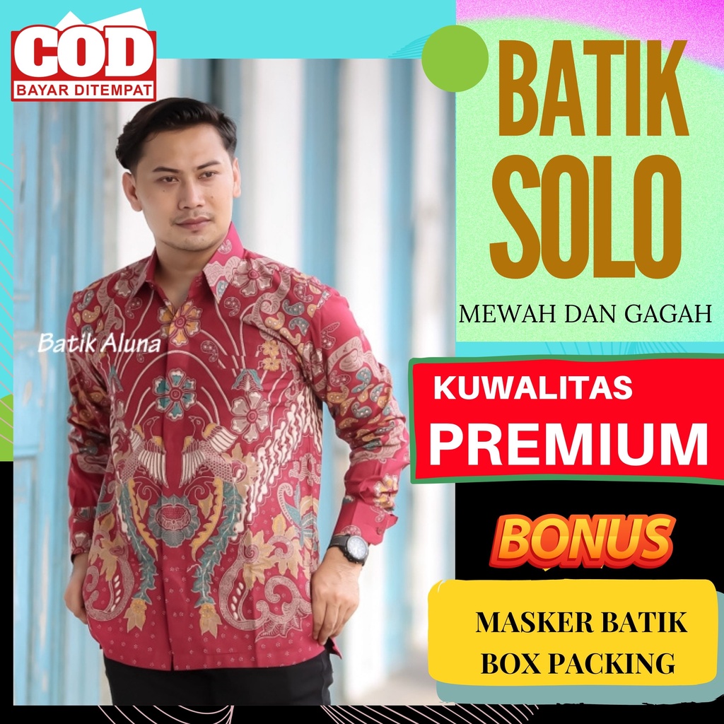 Kemeja Baju Batik Aluna Pakaian Pria Lengan Panjang Premium Furing Reguler Fit Atasan Cowok Moderen 