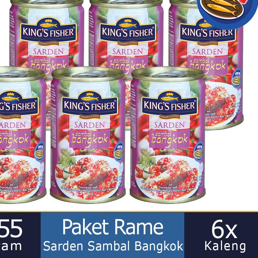 

8.8 SALE King's Fisher Paket 6 pcs Sarden mini rasa saus bangkok Makanan Kaleng 155 gr