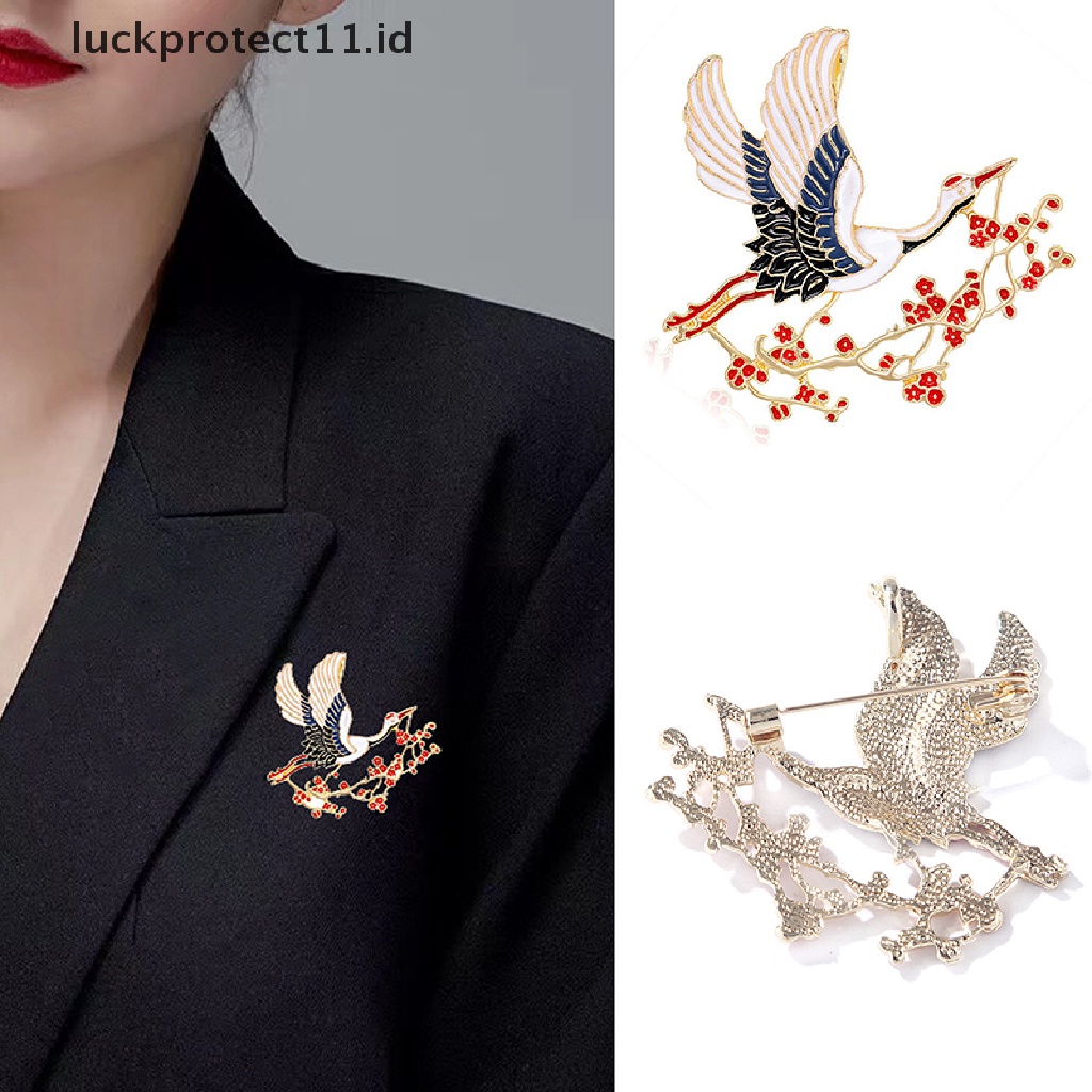 /Fashion Hot// Fashion// Enamel Bunga Crane Bros Untuk Wanita Unisex Burung Hewan Pesta Bros Pin Hadiah.