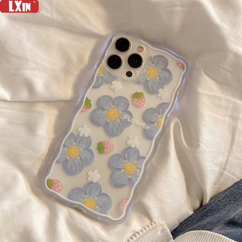 Casing Baru Realme 10 C33 C30 C31 C35 C21Y C25Y C21 Realme C11 C25 C17 C15 C12 C3 C2 Realme 8i 7i 5 5i 6i 7 Pro Strawberry Flowers Wave Edge TPU Phone Case Cover DQ