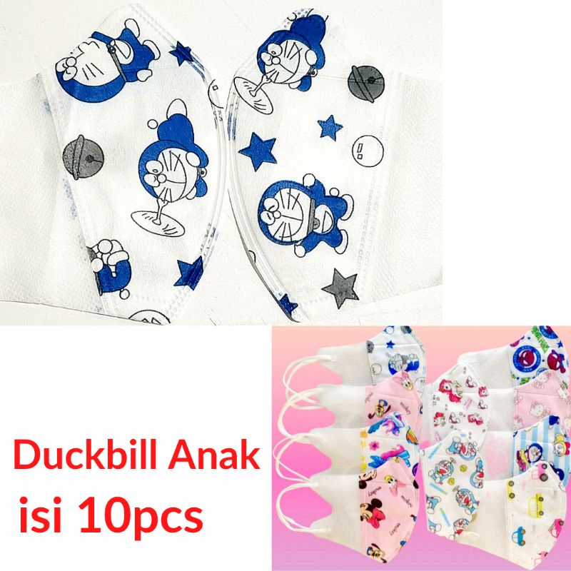 MASKER DUCKBILL ANAK ONCARE MOTIF DORAEMON BESAR ISI 10PCS 3-10TAHUN