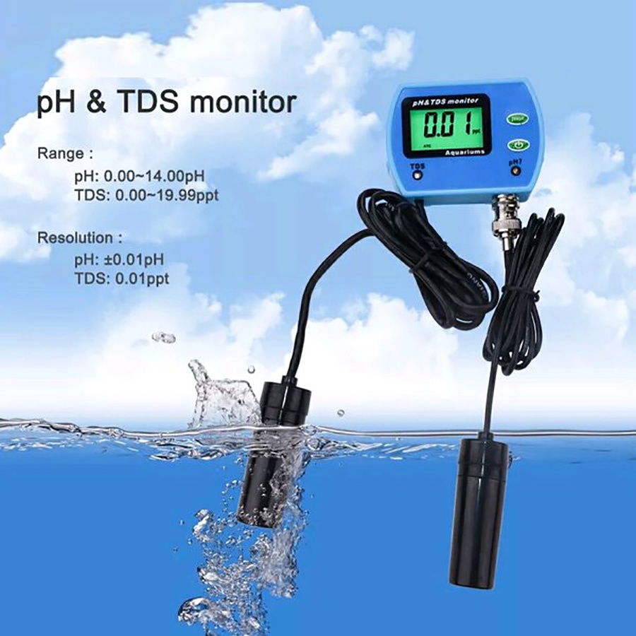 PH TDS Monitor Online Digital Water Tester Aquariums PH-9851 Akurasi Tinggi