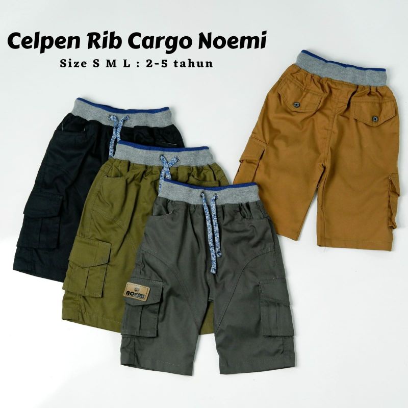 Chinos Cargo Celpen Rib Chinos Pendek Cargo Anak Laki Laki Cowok 2-12 Tahun