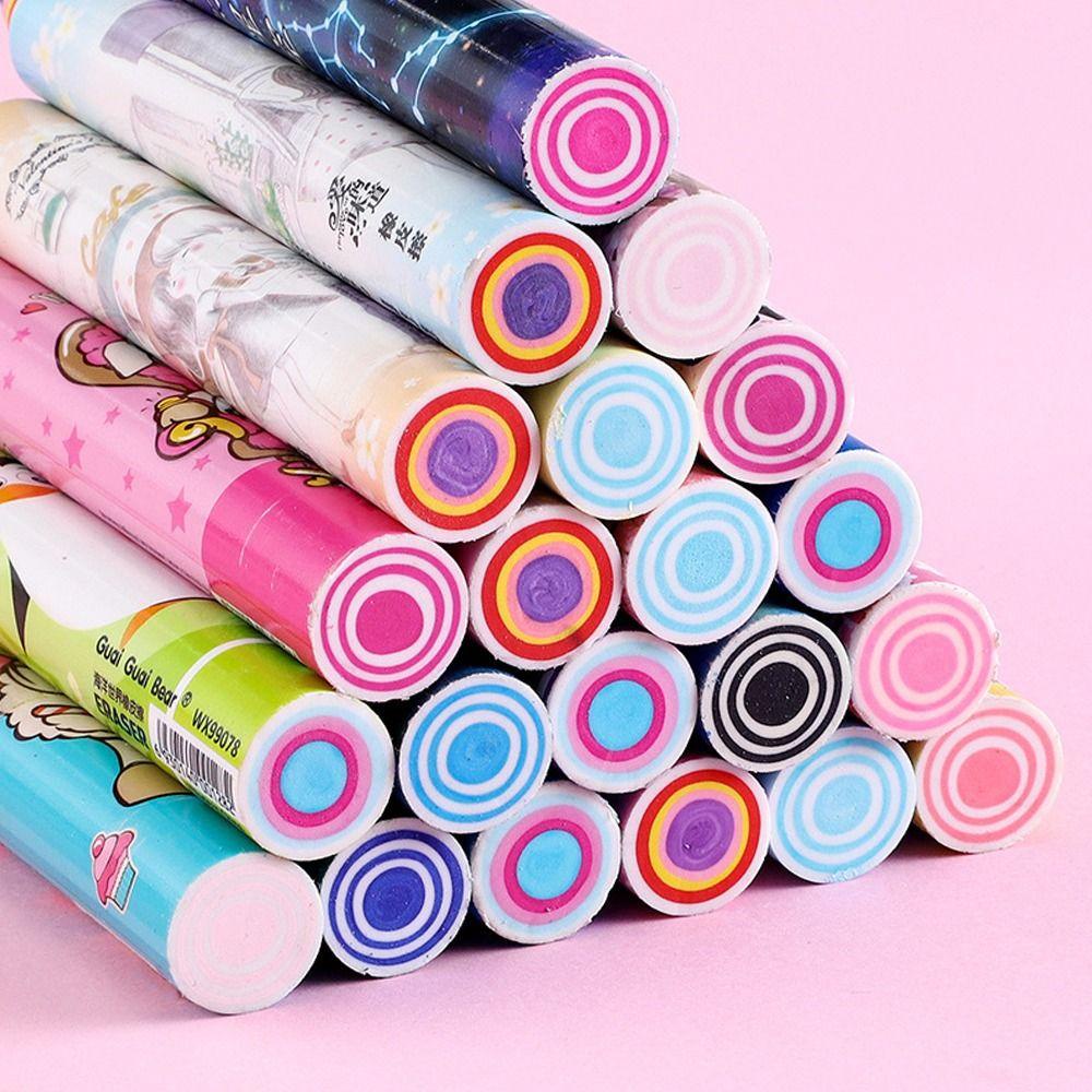 [Elegan] Pencil Eraser Kawaii Kartun Kantor Sekolah Anak Perlengkapan Koreksi Rainbow Eraser