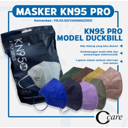 MASKER KN95 DUCKBILL C-CARE PRO 6 PLY ISI 10 PCS