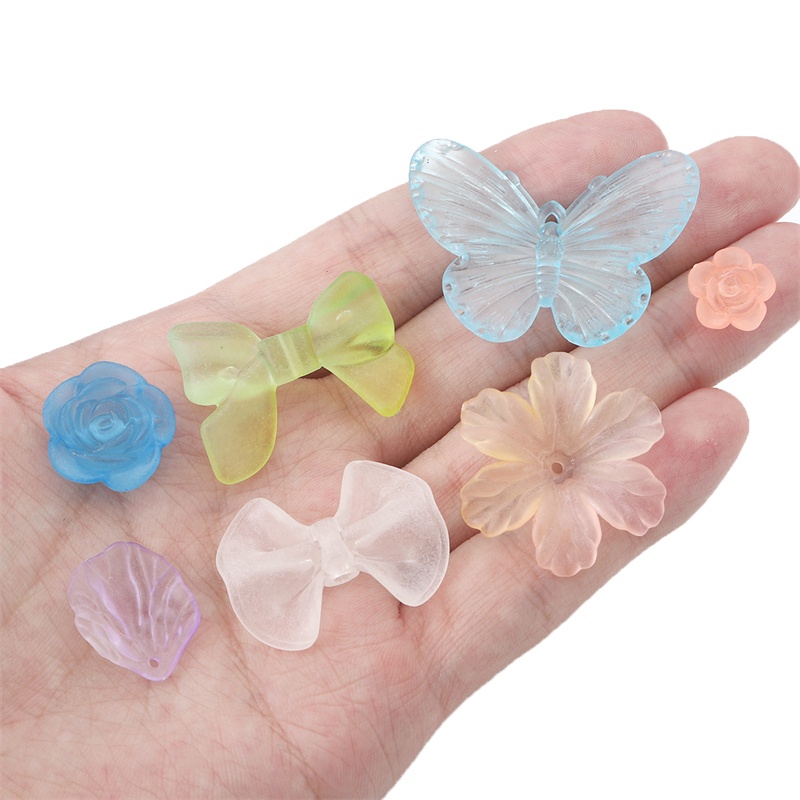 30g Frosted Mixed Flowers Butterfly Acrylic Beads Charms Untuk Membuat Perhiasan DIY Kerajinan Gantungan Kunci Anting Gelang Aksesoris