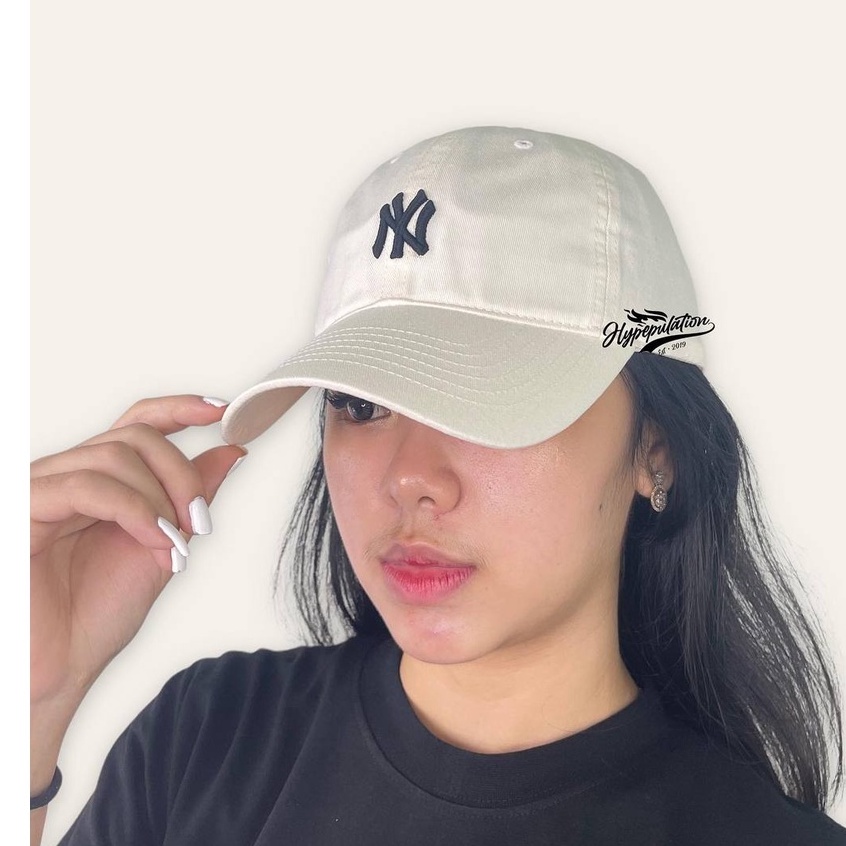 MLB Basic NY Black Logo Light Cream Baseball Cap ORIGINAL