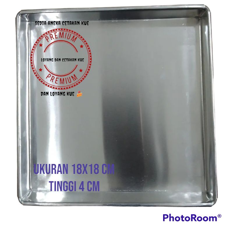 Loyang kotak ukuran 18x18 cm tinggi 4 cm