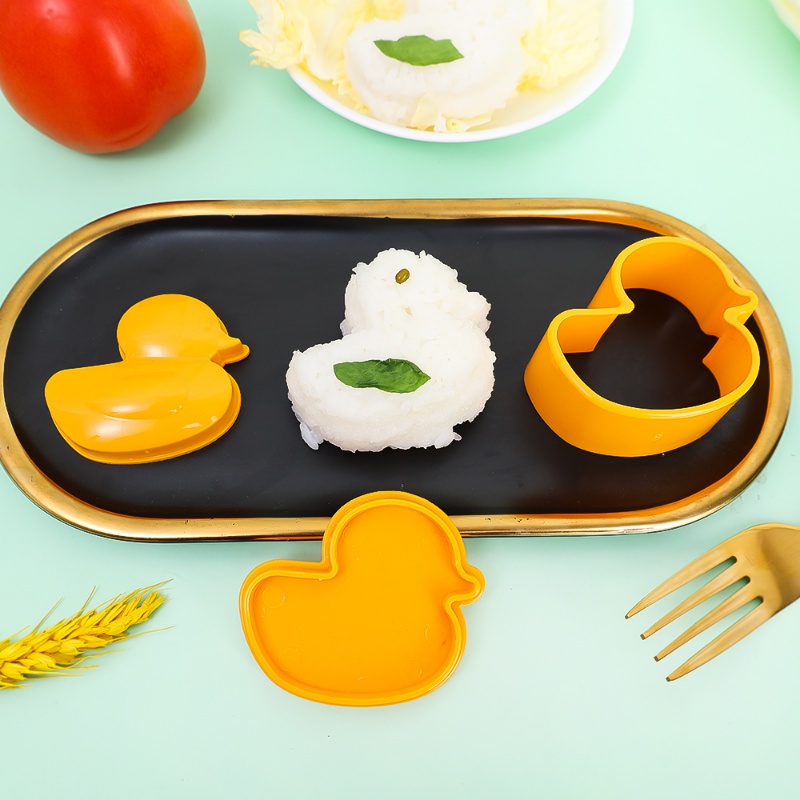 1pc Cetakan Nasi Bola Anak Bentuk Bebek Lucu/ DIY Rhubarb Duck Sushi Biscuit Mold/Aksesoris Masak Dapur