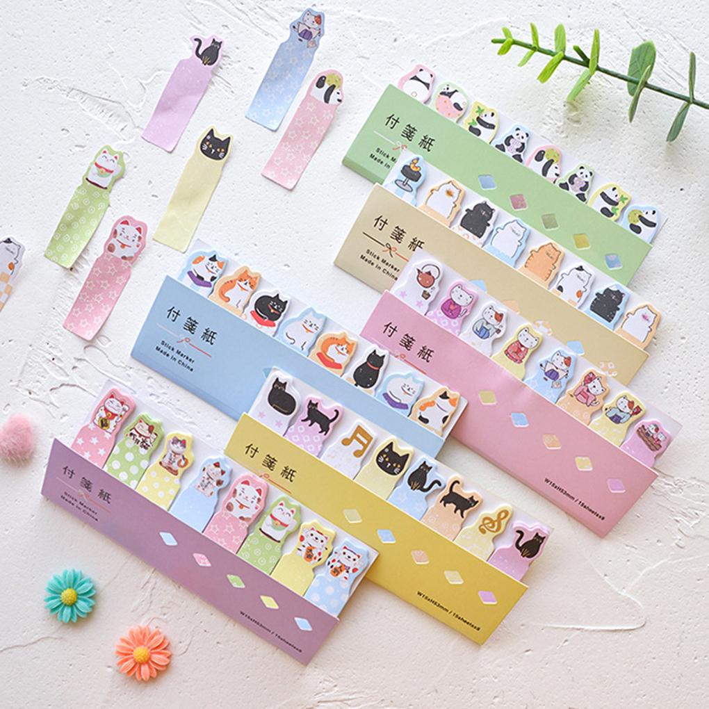 Huit Adorable Cartoon Animal Memo Pads Label Stiker Dekorasi Jadwal Harian Kantor