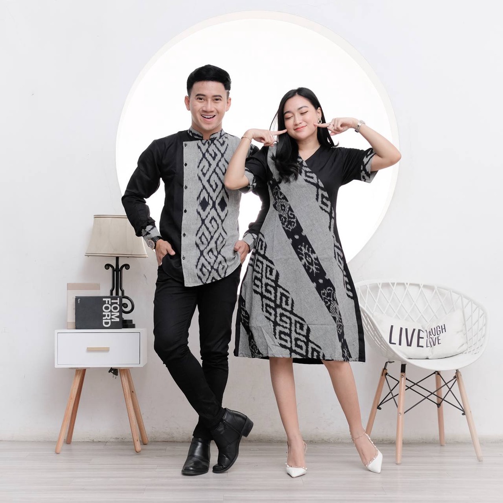 IVORY ABU DRESS TENUN DAN KEMEJA SONGKET KEISHAN.ID