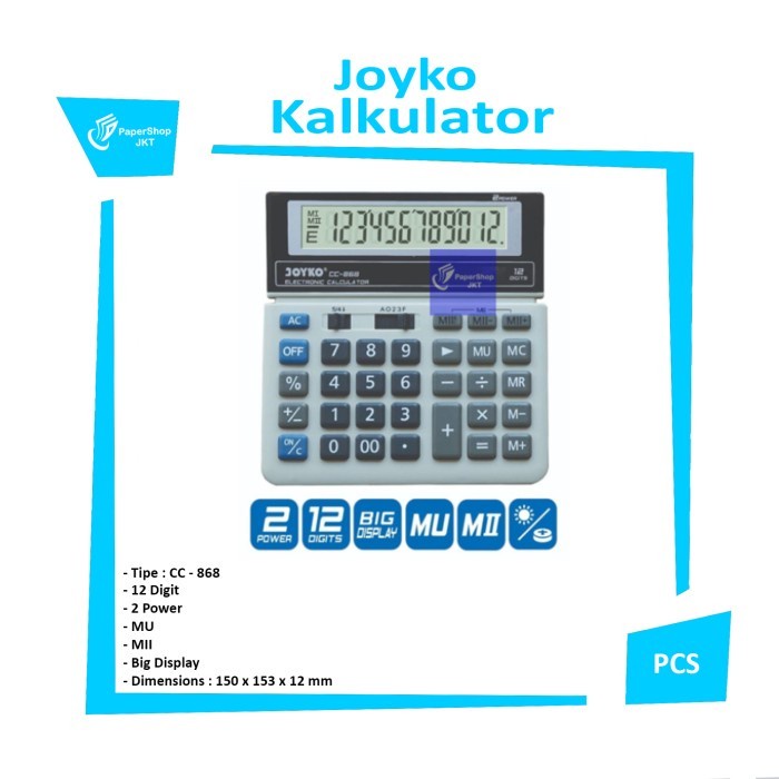 

PROMO [ ECER ] Kalkulator 12 Digits Joyko CC-868