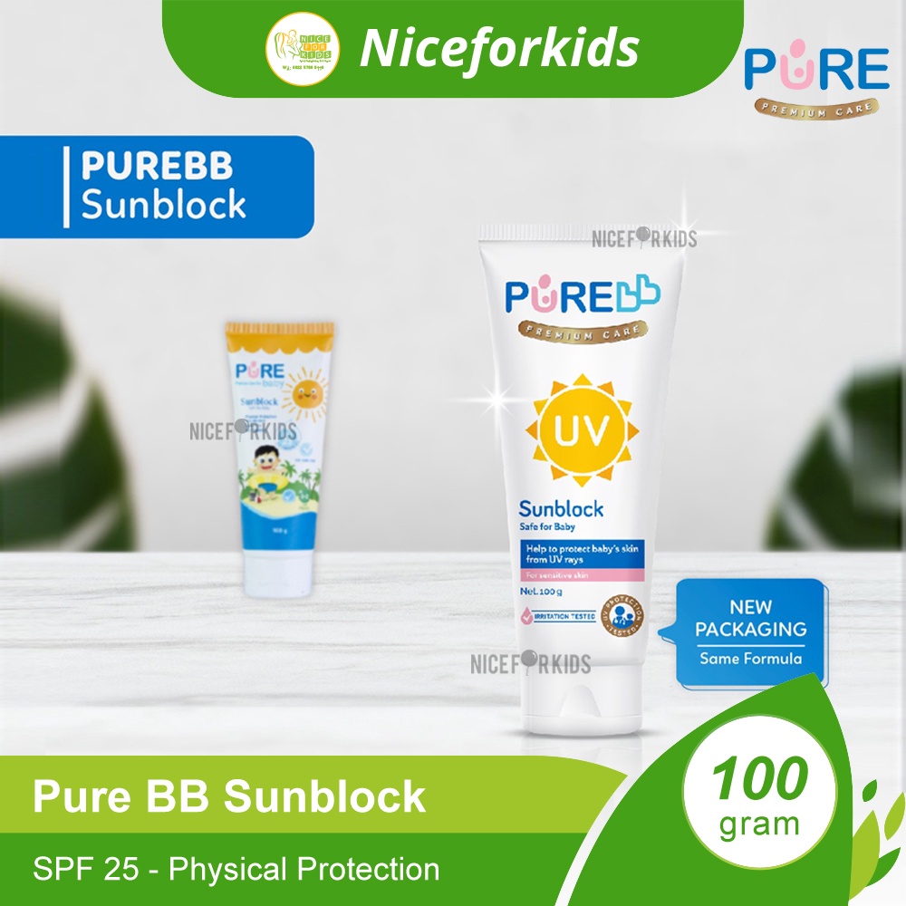 Pure Baby Premium Sunblock 100 gr / Sunblock Anak / Pure BB Sun Protection / Pelindung Kulit Bayi dari Sinar Matahari