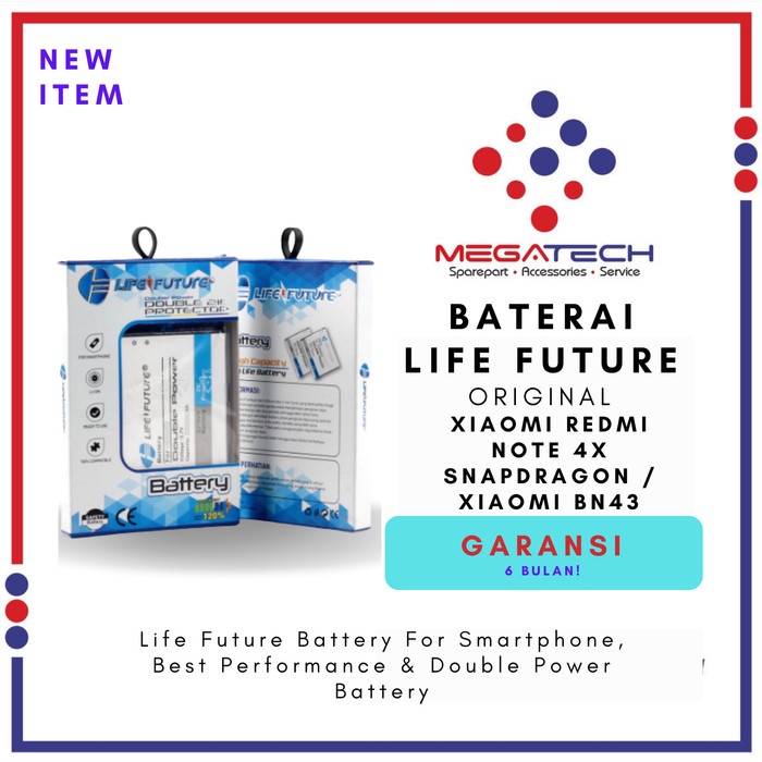 BATERAI XIAOMI REDMI NOTE 4X SNAPDRAGON / SERI BN43 LIFE FUTURE