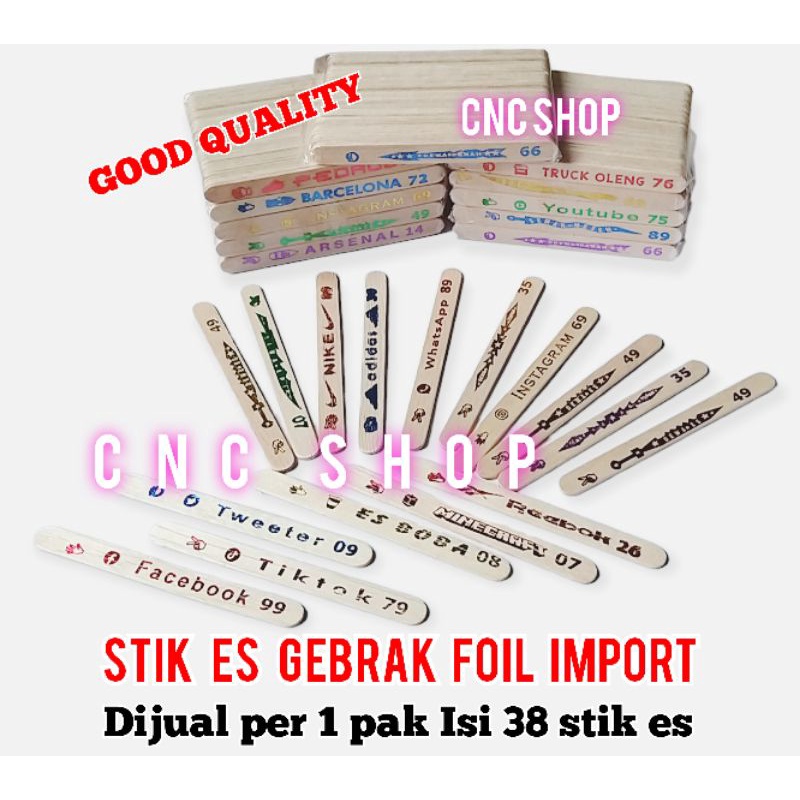 Mainan Anak Stik Es Gebrak Foil Metalik Import Tebal Bagus isi 38pcs Mainan Jadul Stik Es Krim Seru