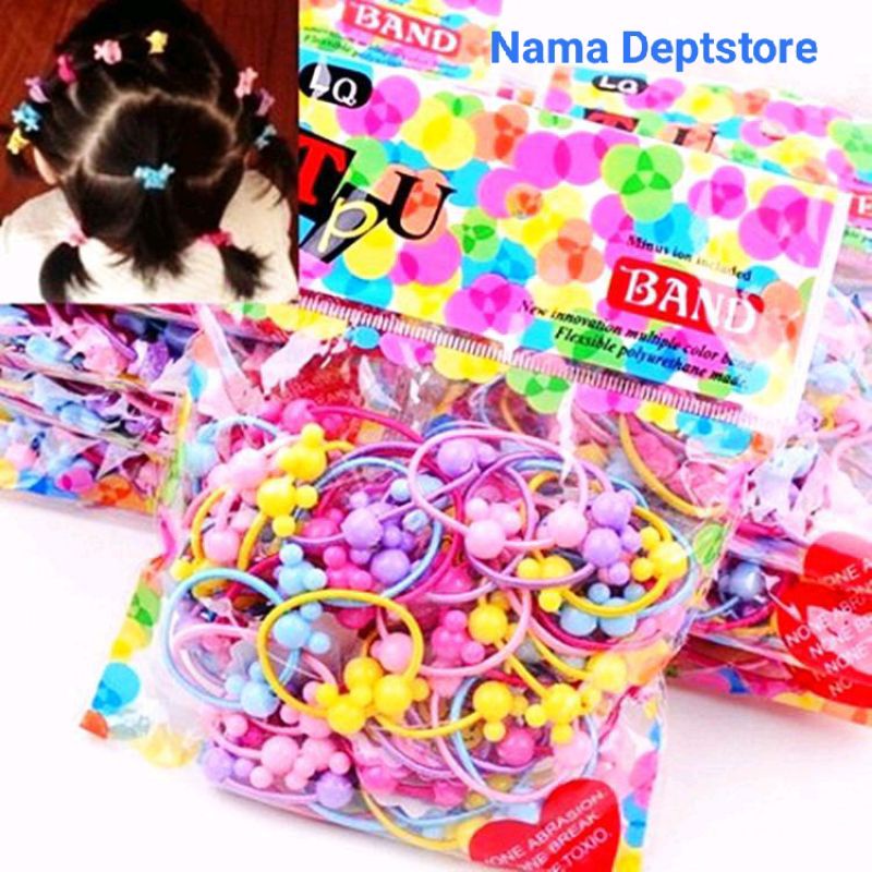 Nama Deptstore - Ikatan rambut anak warna warni isi 50 pcs