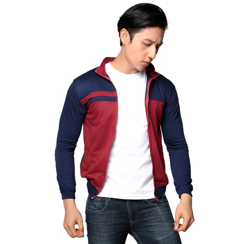 GIOFLO Jaket Cowok Distro Sporty Terbaru Biru Tua / JAK 2268