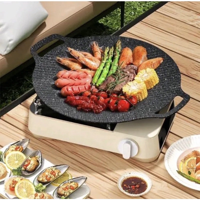 Alat Grill Pan Batu / Panggangan Wajan Batu / Grillpan wajan Batu UK 32Cm