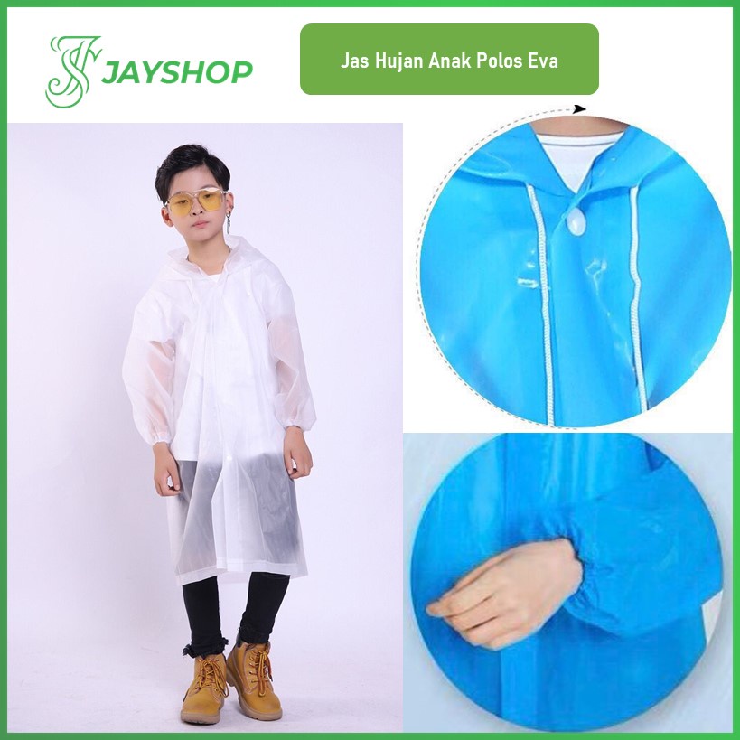 Jas Hujan Anak Polos Bahan EVA Tebal Jas Hujan Anak Anti Air Model Poncho