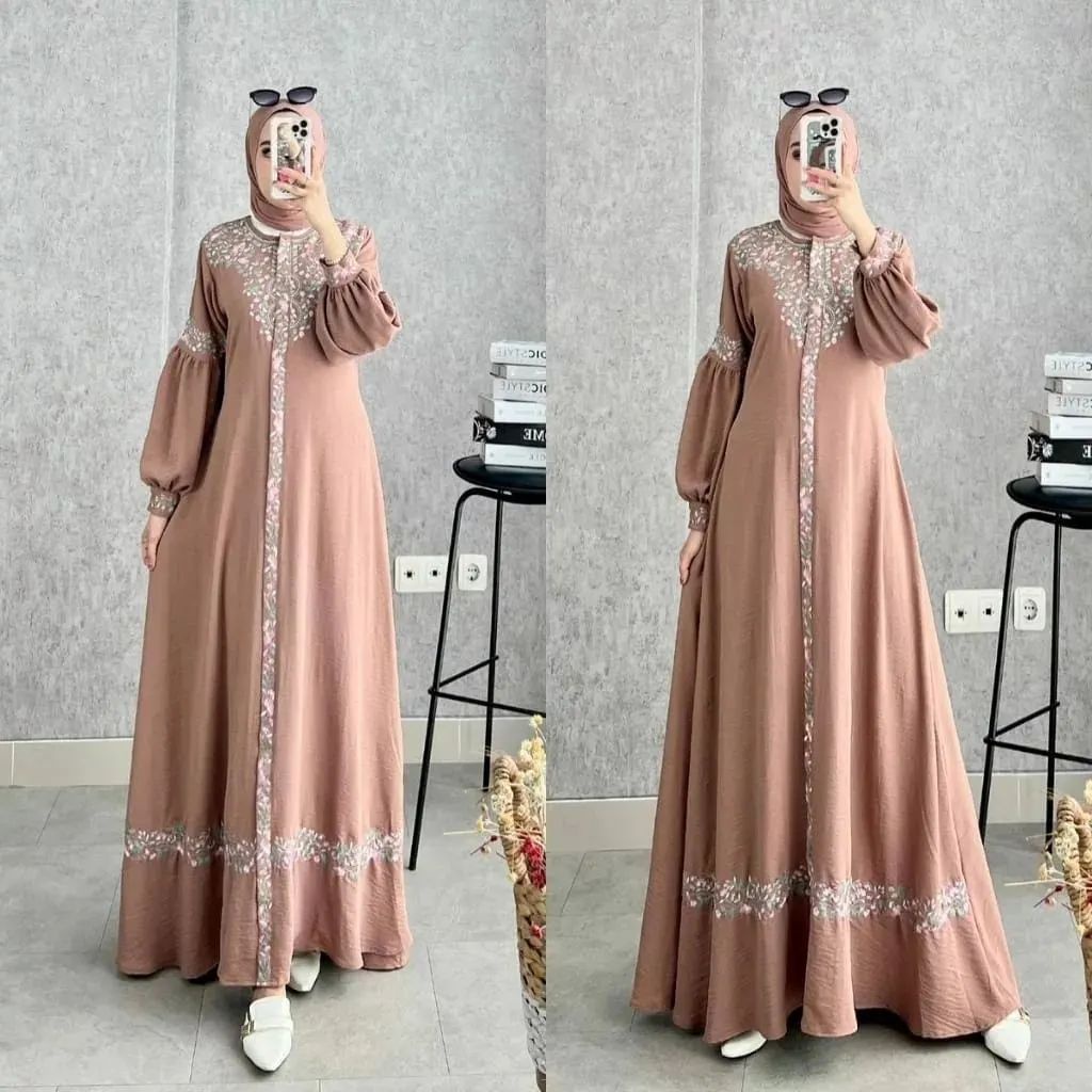 AIRIN MAXY DRESS GAMIS CERUTY PREMIUM CANTIKA DRESS DRESS WANITA TERBARU 2023 GAMIS WANITA BAHAN CERUTY APLIKASI BORDIR MEWAH