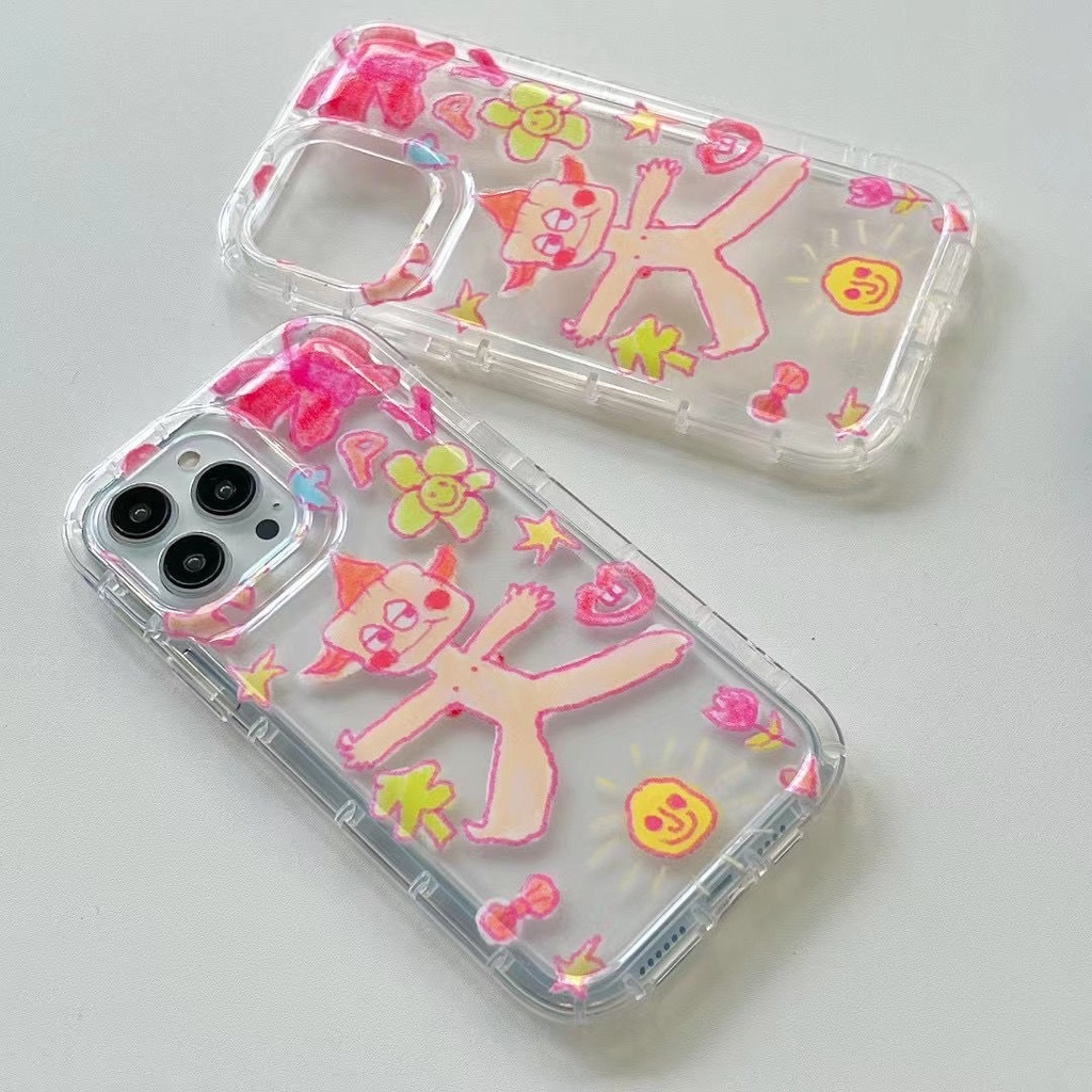 IPHONE Casing Ponsel Transparan Lembut Sunny Anak Lucu Kompatibel Untuk Iphone14 13 12 11 Pro XS Max X XR Shockproof Case7 8 6 6S Plus Cover TPU