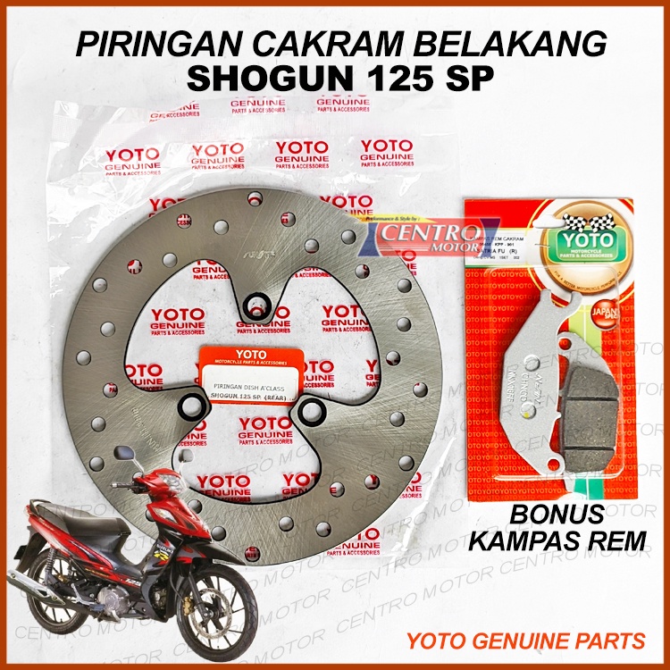 PIRINGAN CAKRAM BELAKANG SHOGUN 125 SP. BONUS KAMPAS. YOTO GENUINE PARTS