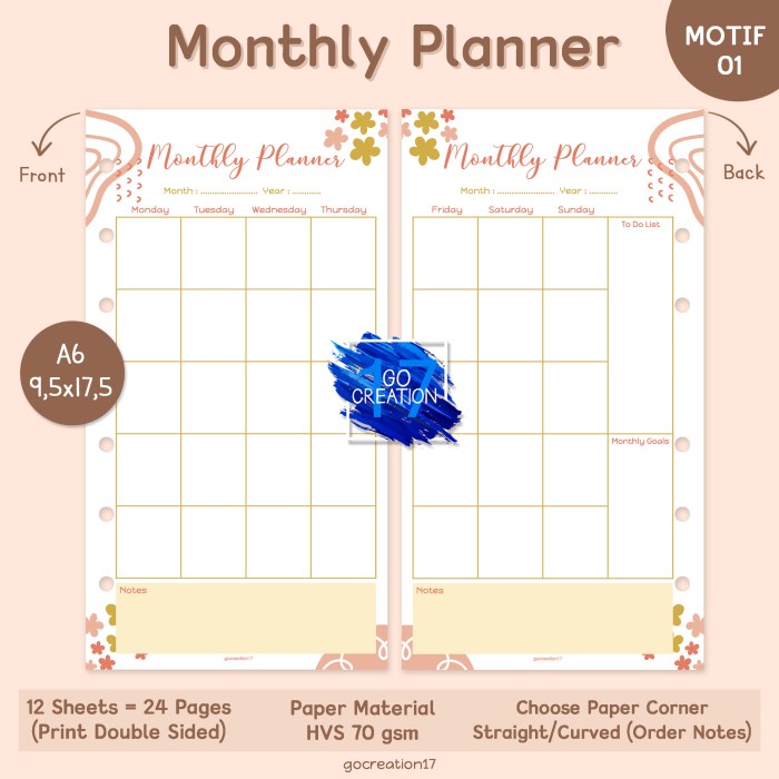 

ISI BINDER MONTHLY PLANNER A6 (6 RING)