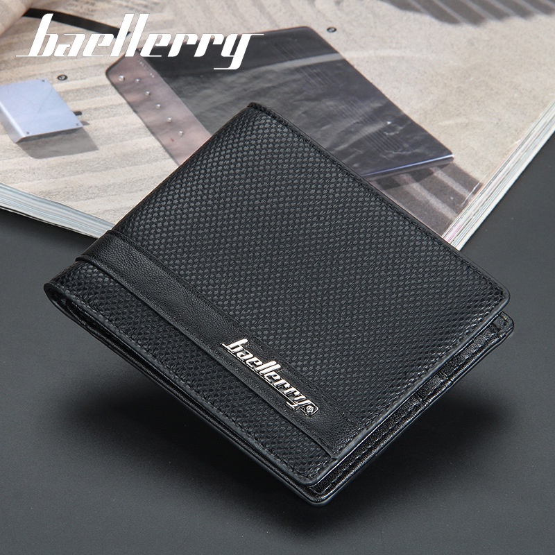 DOMPET LIPAT PRIA KULIT IMPORT BAELLERRY ORIGINAL HITAM KISAKI WA628B5 PREMIUM KARTU COWOK KEREN KECIL BRANDED LAKI DISTRO KEKINIAN REMAJA DEWASA SIMPLE FASHION BATAM ORI