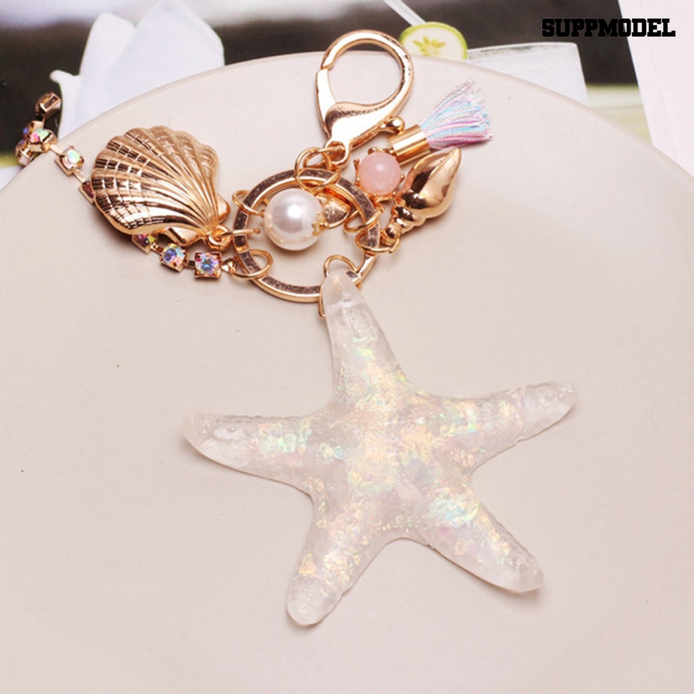 [Auto] Lucu Bintang Laut Shell Whelk Rumbai Liontin Gantungan Kunci Wanita Keyring Keychain Keyfob