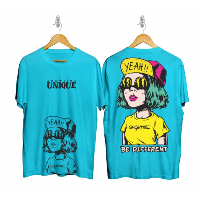 t-shirt pria,baju kaos distro,baju kaos showtime unique,baju kaos bergambar trend terbaru