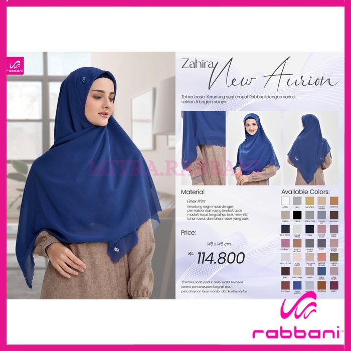 DISKON RABBANI ORI - Kerudung Zahira New Aurion XL 145 X 145 SEGI EMPAT RABBANI Bandung