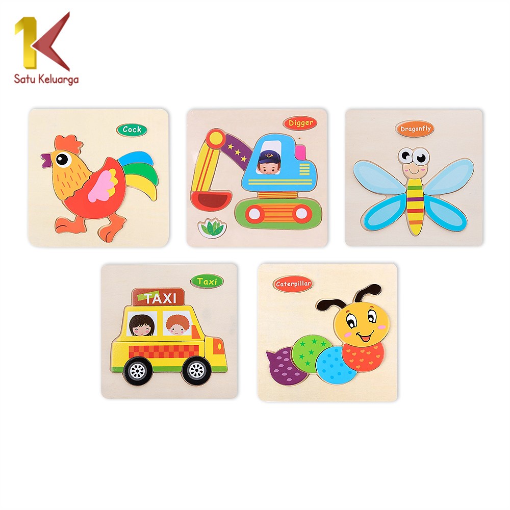 Satu Keluarga Mainan Puzzle Kayu Anak 3D M23 Mainan Edukasi Puzzel Kayu Jigsaw Wooden Toys