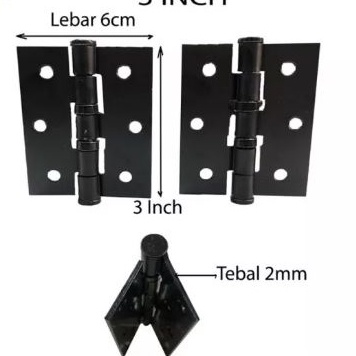 ENGSEL TEBAL 3&quot; BLACK HITAM/ENGSEL JENDELA PINTU RUMAH KANDANG LEMARI/Engsel Pintu Tebal Iron Hinge BERKUALITAS