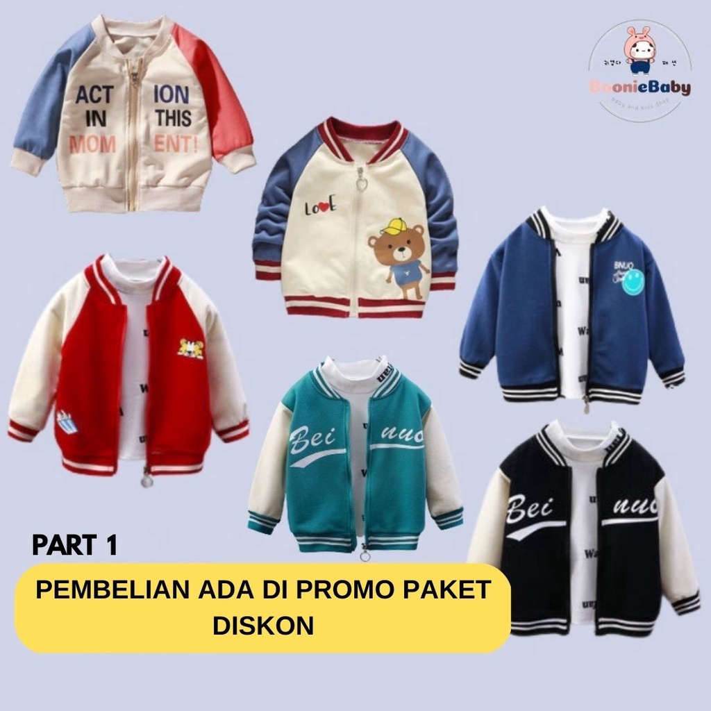 boonie Jaket Anak Bayi Laki Laki Perempuan Import Model Jaket Baseball Resleting Usia 6 Bulan 1 2 3 Tahun PART 2 IMLEK