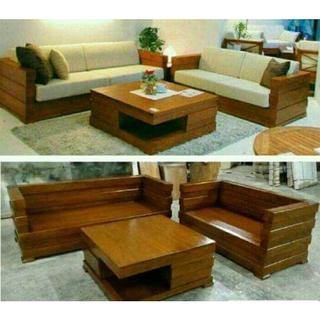 KURSI SOFA TAMU BOX MINIMALIS KAYU JATI