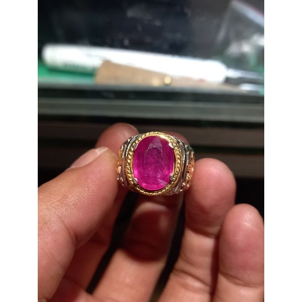 natural ruby pigeon blood ring perak mewah