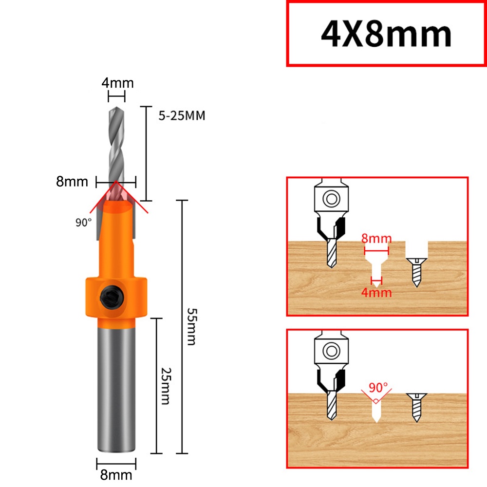 COOFARI Mata Bor Shanks Pembuat Lubang Kayu Sekrup Pengerjaan Kayu HSS 2.8-4 mm Flute Countersink High Quality