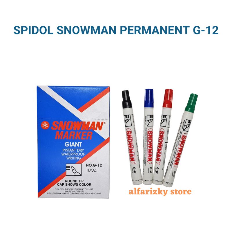 

Spidol SNOWMAN Permanent G-12 Hitam Biru Merah Hijau