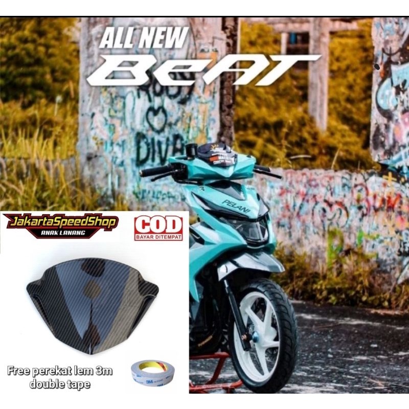 Visor variasi all new honda beat esp carbon bahan akrilik model beat karbu plus lem 3m double tape