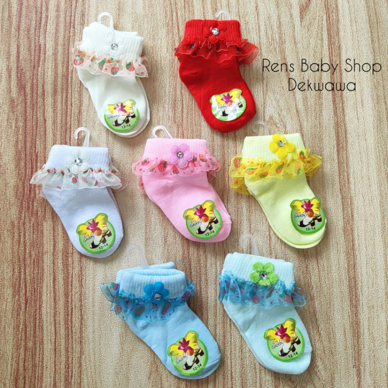 Kaos kaki renda pita anak bayi perempuan cewek newborn 1 2 tahun